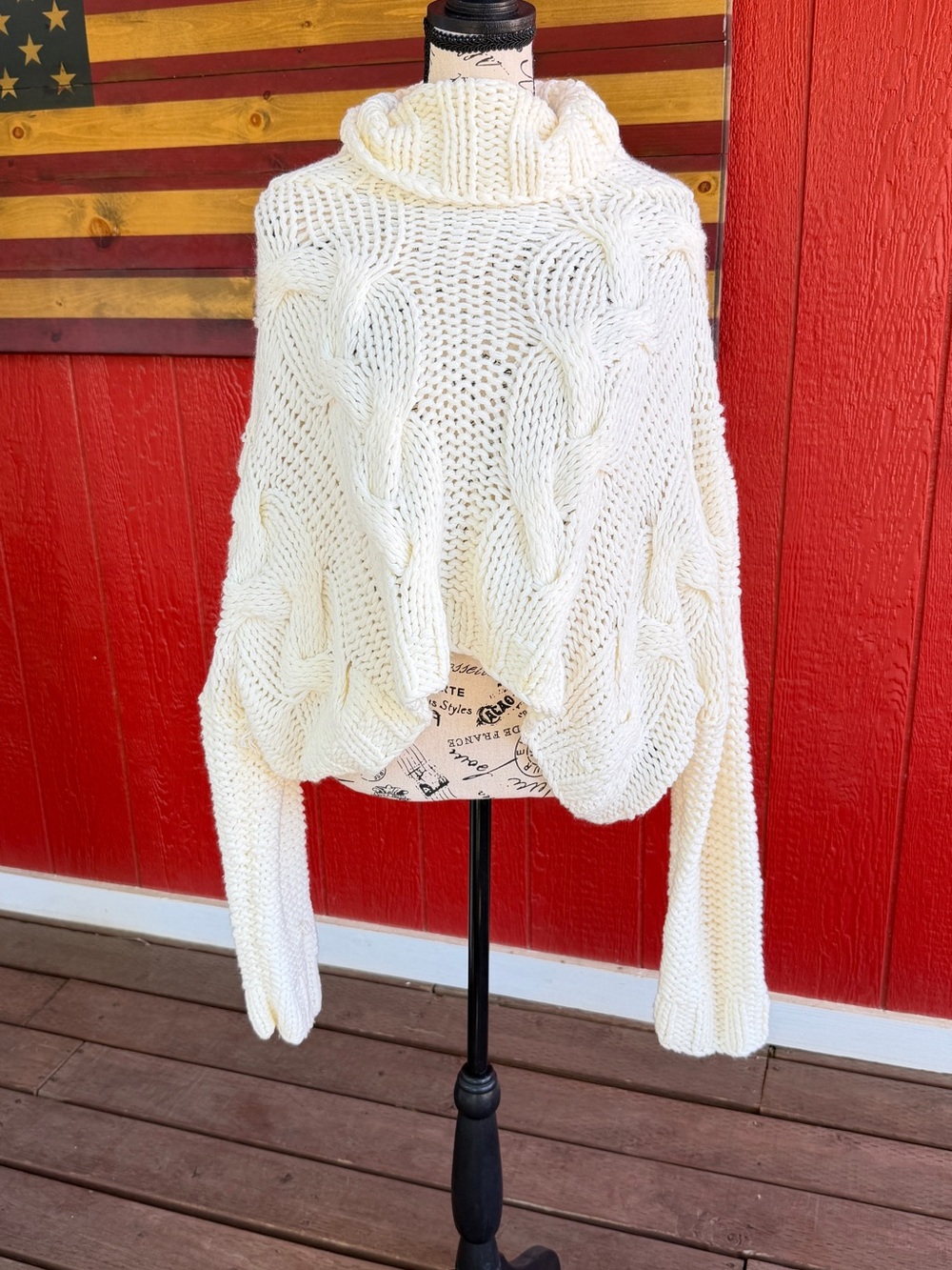 Vici Cream Cable Knit Oversized Cowl Neck Sweater - Picture 2 of 3